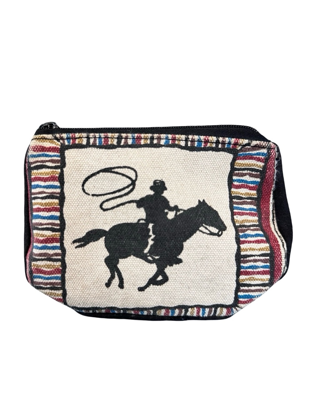 El Paso Saddle Blanket Co. Southwestern Cowboy Canvas Zipper Pouch Cosmetic Bag